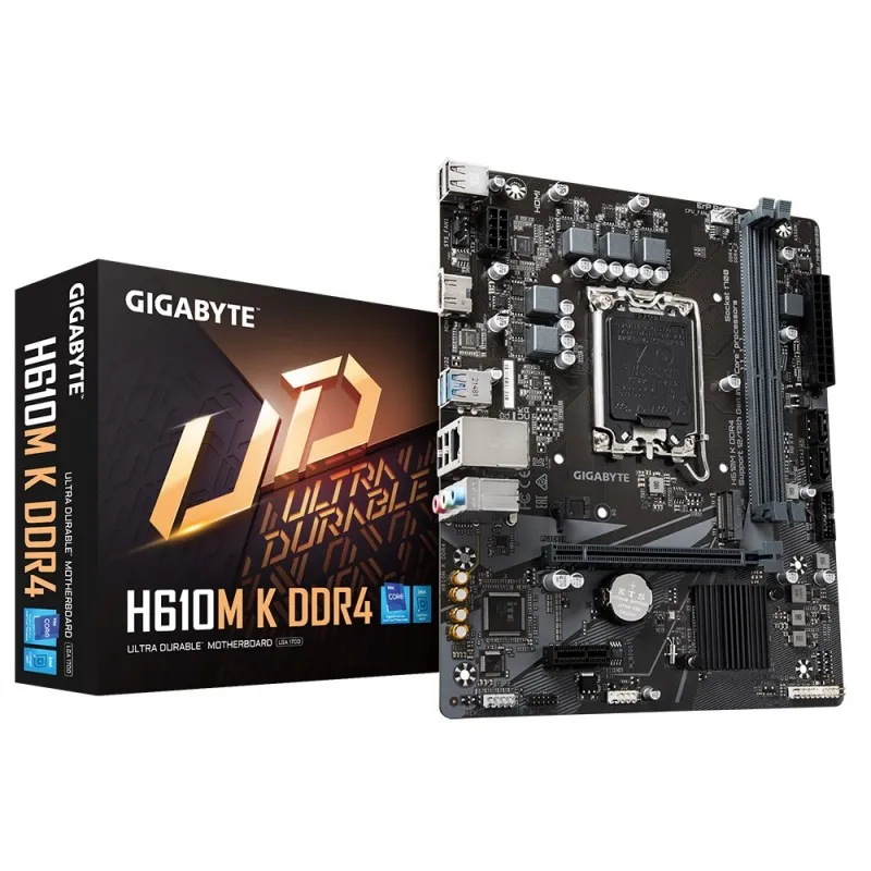 [03037] GIGABYTE H610M-K D4 LGA1700 DDR4 ULTRA DURABLE MATX PCIe 4.0* Design, Gen3 x4 M.2, GbE LAN
