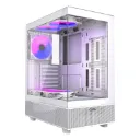 Airflow Hurricane Mini White Gabinete ATX 5x 120mm Fan AUTO RGB 2xUSB jack audio Vidrio templado