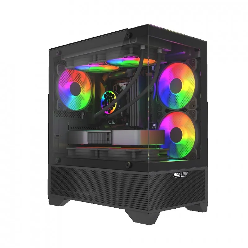 [03640] AIRFLOW 10D10 MAX BLACK USB-C 3X 120MM FAN RGB Controlable M-ATX 1X USB 3.0 1X USB-C 1X USB 2.0 GPU 345MM