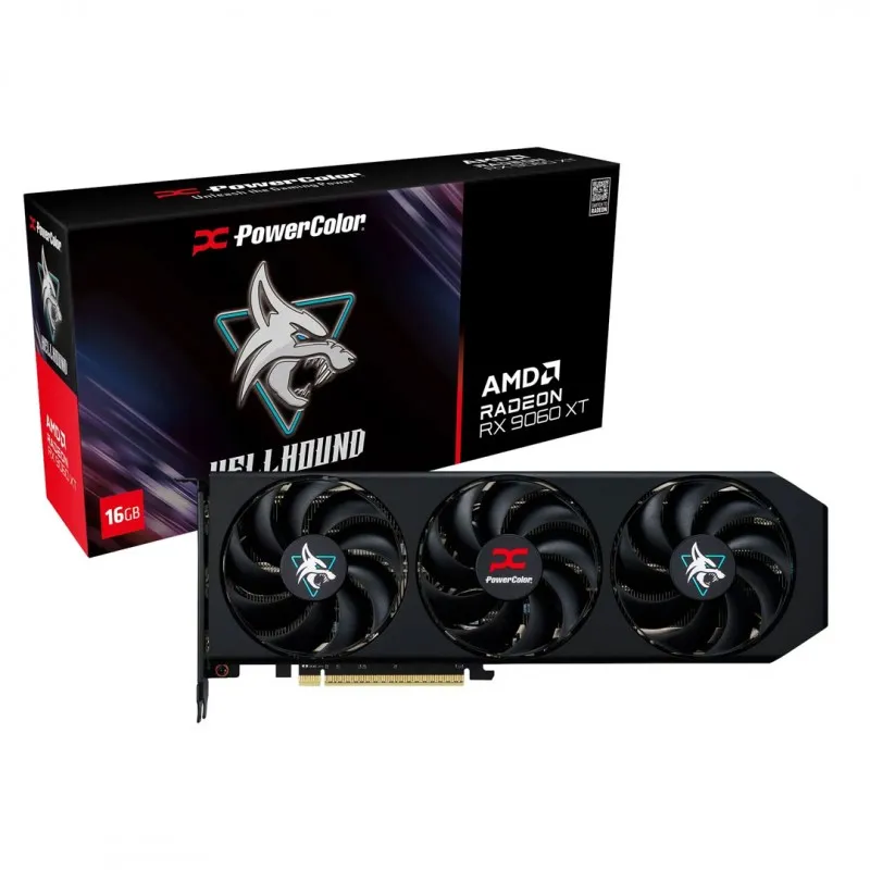 [03325] Powercolor Hellhound RX 9060 XT 16GB GDDR6 3X Fan AMD Radeon RX9060XT 16G-L/OC