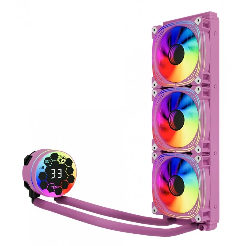 [02897] Airflow H360 Pink Performance, AMD AM5 LGA 1700 1851 LCD TEMP 360mm Watercooling 3x120mm 300w