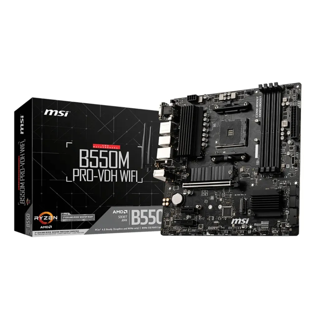 [00912] MSI B550M PRO-VDH WIFI Socket AM4/ AMD B550/ DDR4/ SATA3 USB3.2/ M.2/ Micro-ATX Motherboard