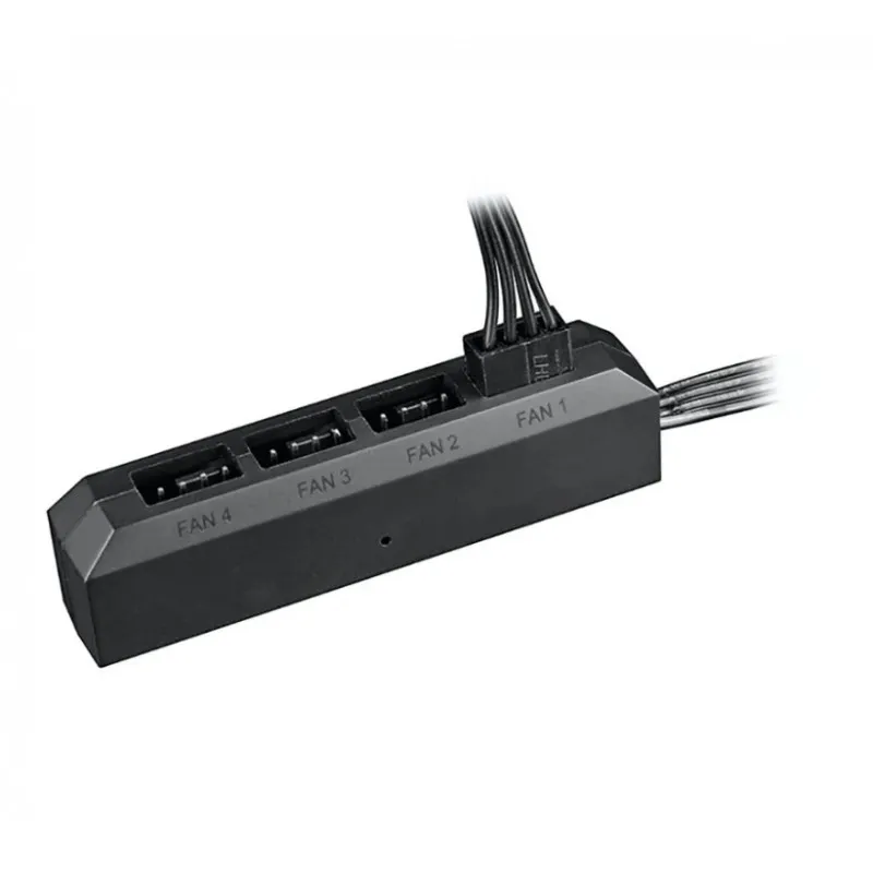 [01722] Deepcool System fan HUB DE VENTILADOR DE 4 puertos Hub de ventilador PWM de 3 y 4 pines gestión de cables instalación adhesiva