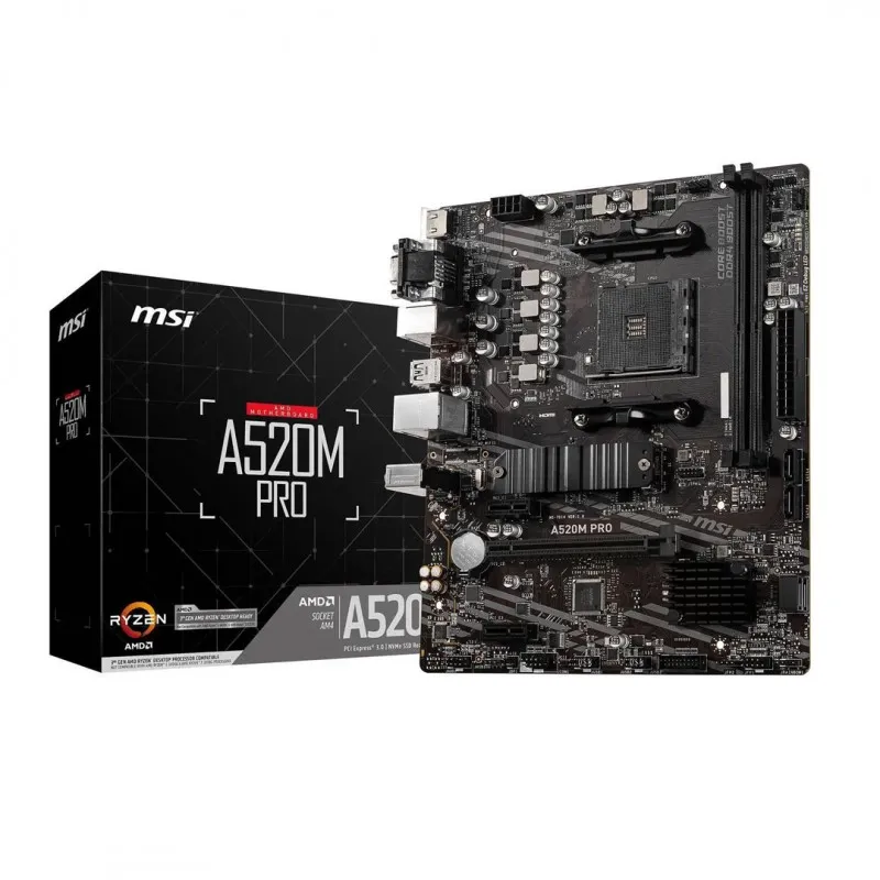 MSI A520M PRO AM4 AMD Micro ATX AMD 6x USB LAN HDMI DP VGA