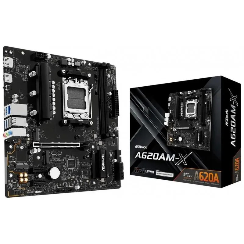 ASRock A620AM-X Micro-ATX AM5 Ryzen 9000/8000/7000 DDR5 8000+ OC PCIe 4.0 2.5G LAN