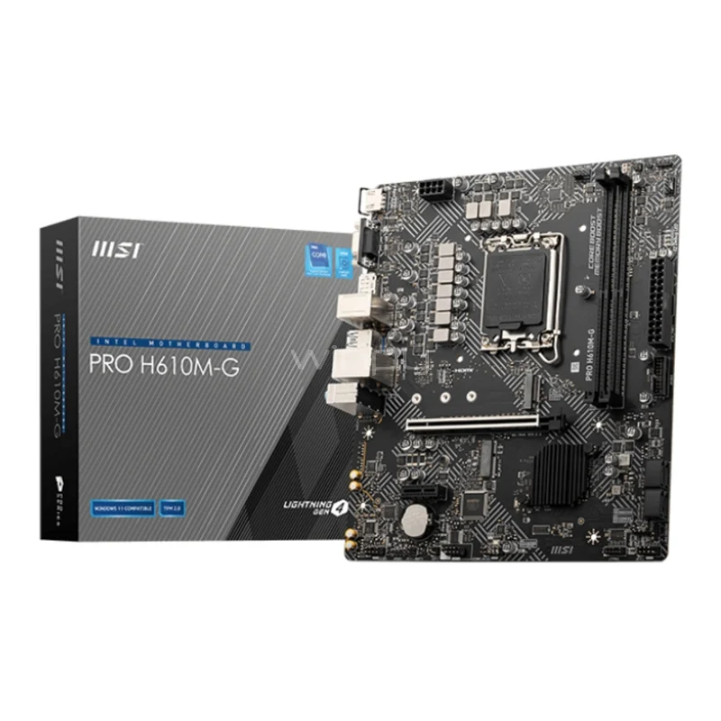 [03150] MSI PRO H610M-G DDR5 ProSeries LGA 1700 14ª/13ª/12  PCIe 4, LAN de 1 Gbps, M.2, SATA 6G, USB 3.2 Gen1, mATX
