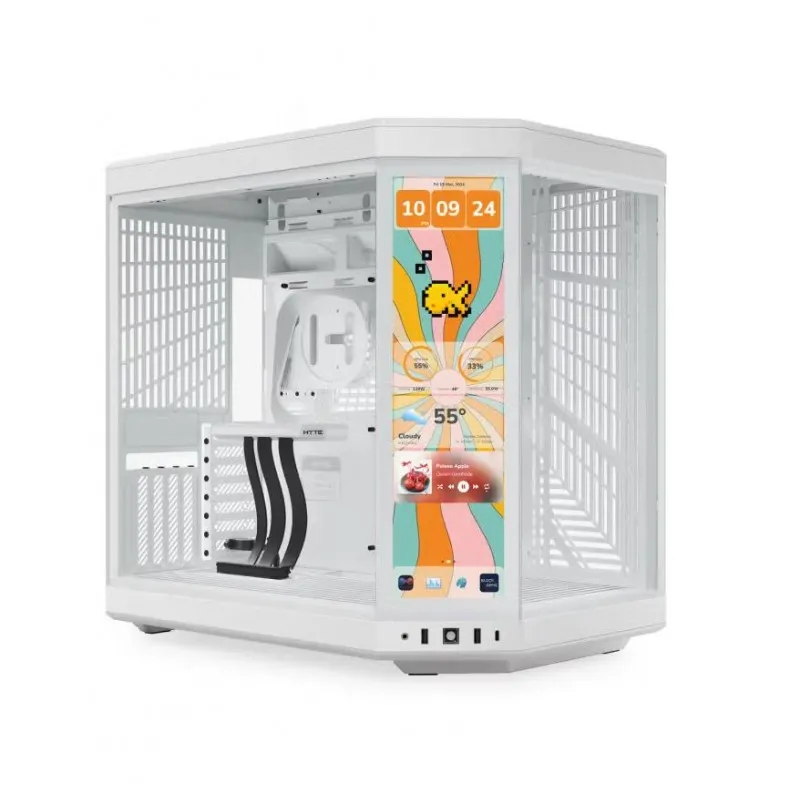 HYTE Y70 White SNOW LCD 3er Gen 14.9" 2.5K infinite touch, ATX con Riser PCIe 4.0 Incluido CS-HYTE-Y70TTI-WW