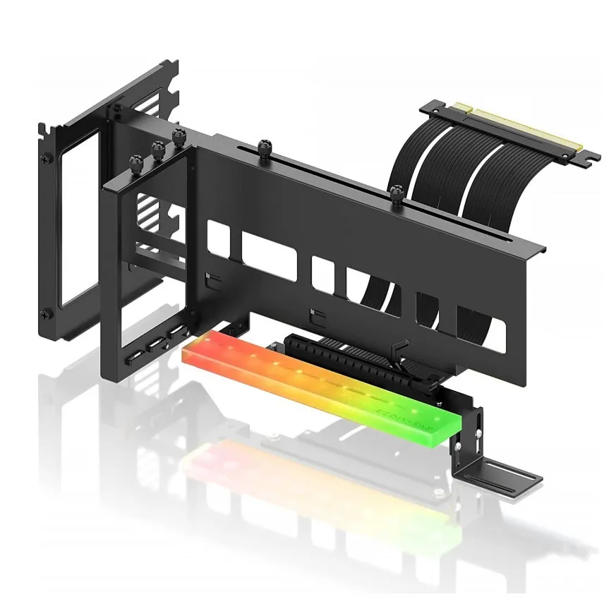 [02260] EZDIY-FAB Soporte vertical Negro para tarjeta gráfica PCIe 4.0 GPU con módulo LED ARGB 3pines VGA  PCIe 4.0 X16 YIHPI333-12