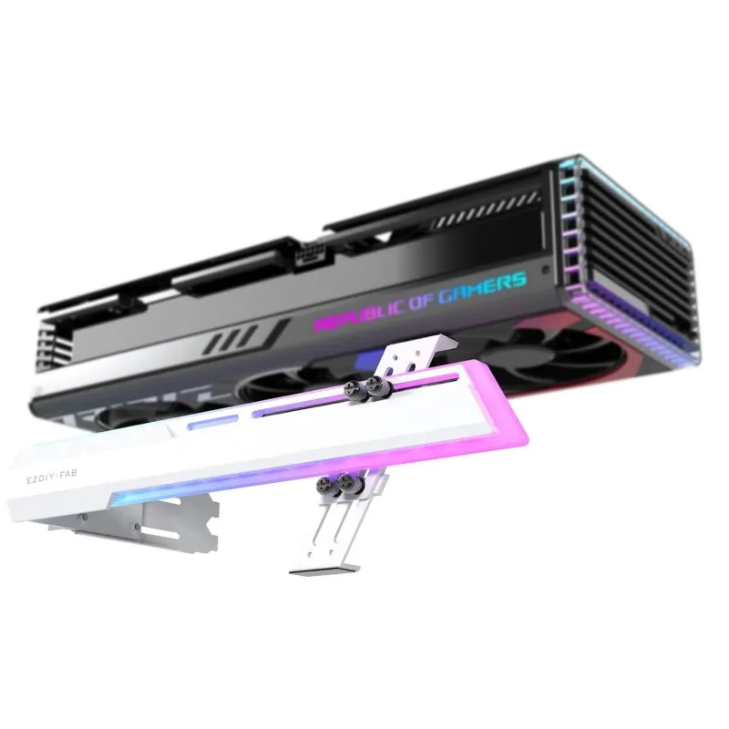 EZDIY-FAB Soporte para GPU White ARGB 5V, tipo diapositiva YIHPI341-1