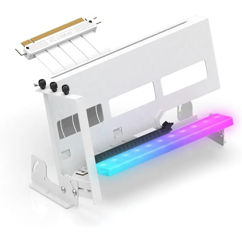 [03429] EZDIY-FAB Soporte de GPU RGB All White Multi-Angulo PCIe 4.0 ajuste ángulo YIHPI333-19