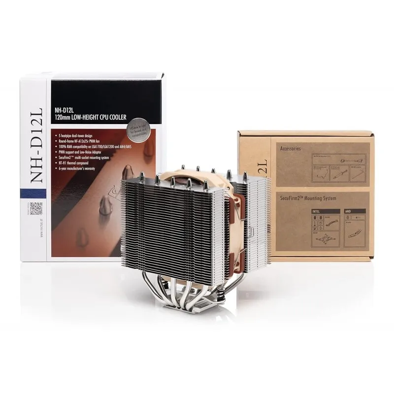 NOCTUA NH-D12L AM5 & LGA 1700 CPU COOLER baja altura marrón