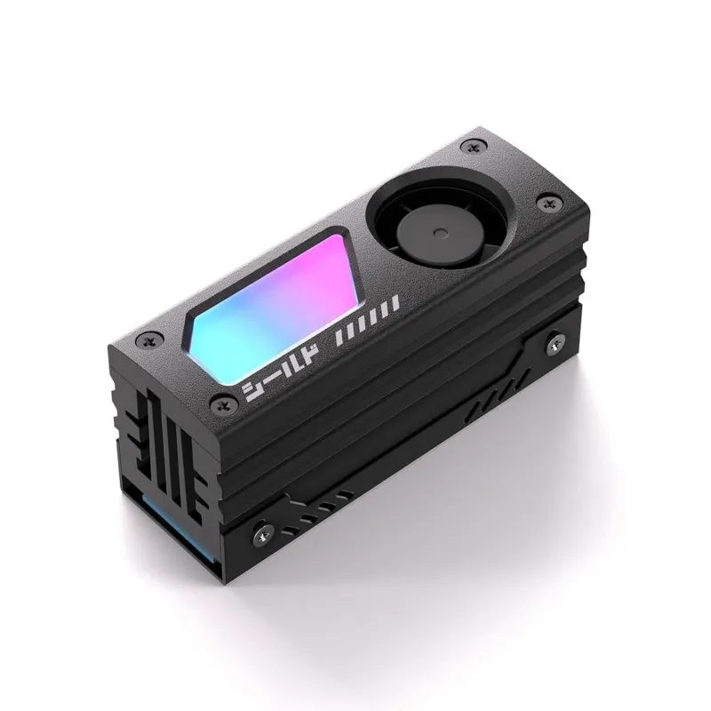 [03420] EZDIY-FAB Shield ARGB M.2 - Disipador con ventilador PWM 0.787in, aluminio premium, 3 pines 5V, alto rendimiento EZDPI236-2