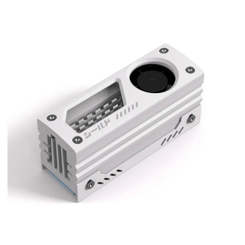 [03423] EZDIY-FAB Shield M.2 White - Disipador con ventilador PWM 0.787in, aluminio premium, 3 pines 5V, EZDPI236-1