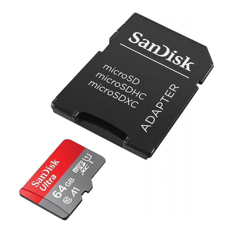 SanDisk 64 GB microSDXC con adaptador Tarjeta de memoria Ultra 120 MB/s, C10, U1, Full HD, A1