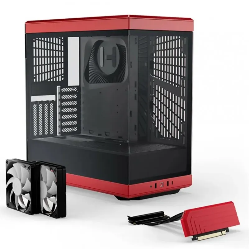 HYTE Y40 Black/RED 2x 120mm Vertical GPU Case ATX con PCI Express 4.0 x 16 Riser Cable Incluido CS-HYTE-Y40-BR