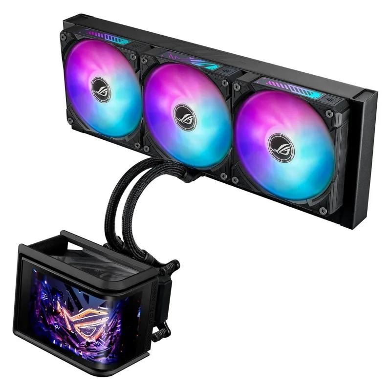 ASUS ROG Ryuo IV SLC 360 ARGB, visuales 3D, AMOLED curva 6,67'' fans ROG AF 12C ARGB, AM4/AM5 Intel LGA1851/1700 90RC0151-B0AAY0