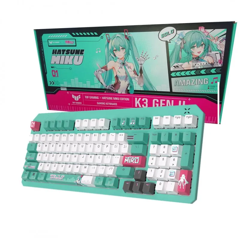 [03373] ASUS TUF Gaming K3 Gen II Hatsune Miku Ed. IP57 resistencia al agua y polvo, 98 teclas, óptico-mecánico, RGB