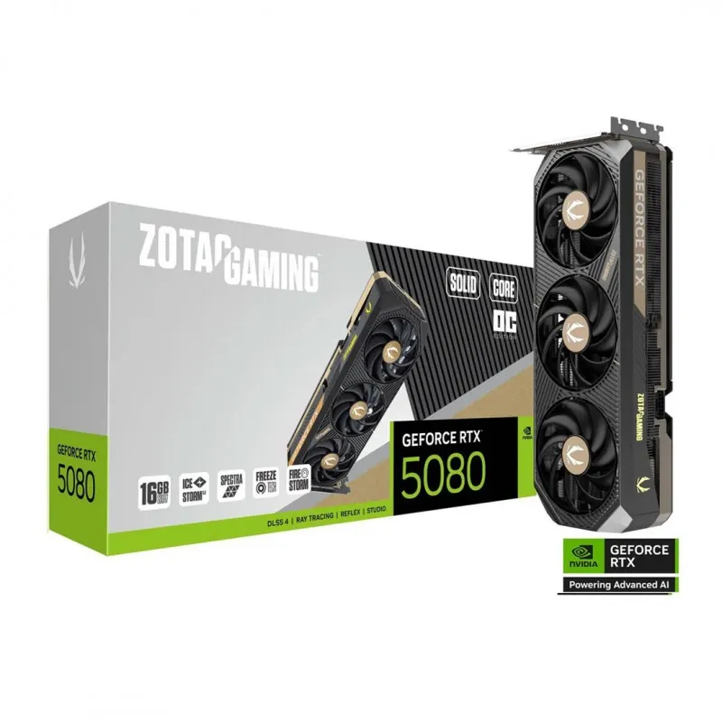 ZOTAC GeForce RTX 5080 16GB OC SOLID CORE 256-Bit GDDR7 DLSS 4.0 PCI Express 5.0 x16 ZT-B50800J2-10P