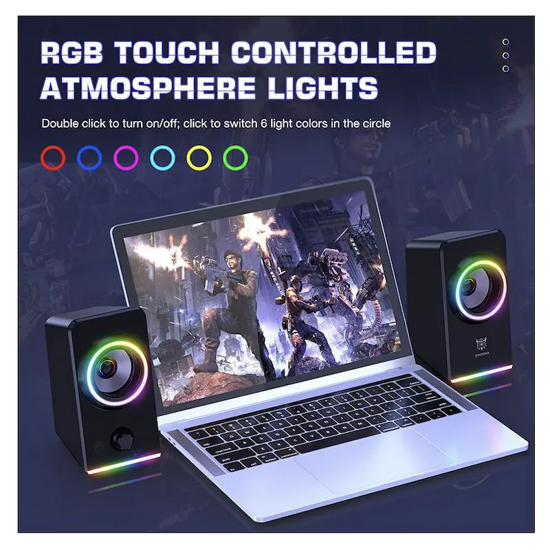 [02224] Parlantes Gamer Rgb Onikuma X6 Touch 5w Negro