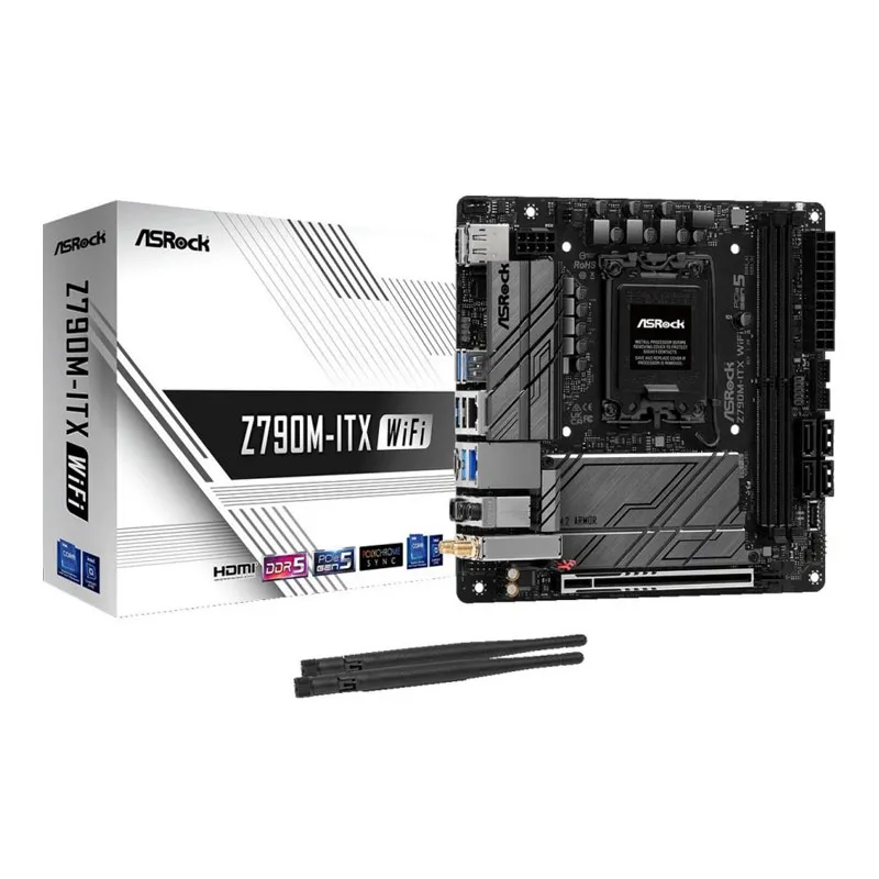 [02365] ASRock Z790M-ITX WIFI Intel LGA1700 Mini-ITX Mainboard , 2 slots DDR5,HDMI 2.1 Dual Lan Dual M.2