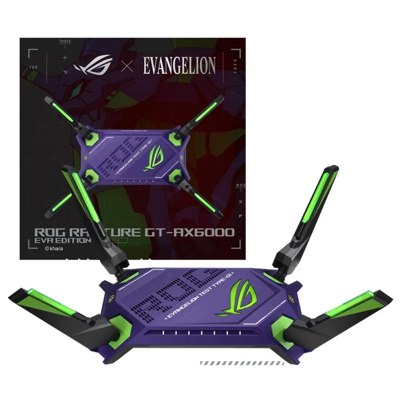 [02247] ASUS ROG Rapture GT-AX6000 EVA Edition, Router Dual Lan 160MHz WiFi 6 Gaming Router (Sharer) Neon Genesis Evangelion ASUS X EVA
