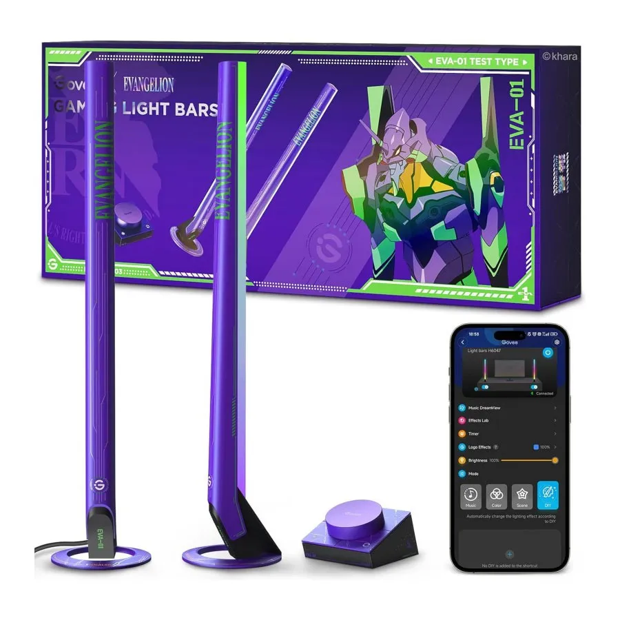 [02957] Govee X Evangelion Barras de luz para juegos controlador inteligente, luces LED inteligentes Wi-Fi  62 modos, Alexa