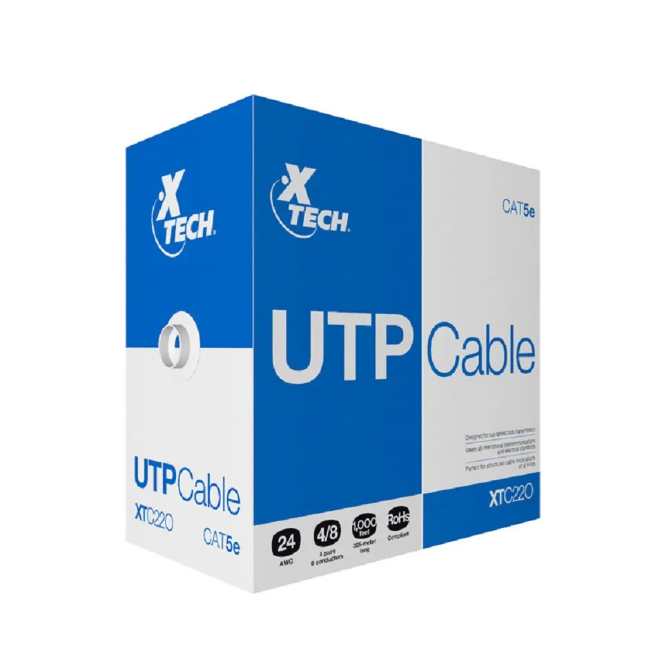 [01633] Xtech Caja de Cable de Red 305 Metros Categoría 5E GRiS ALEACION
