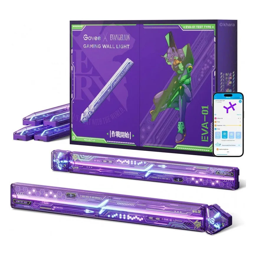 [02955] Govee x Evangelion Lámpara de pared RGBIC Glide, funciona con la materia, Alexa y Google Assistant efectos e iluminación LED