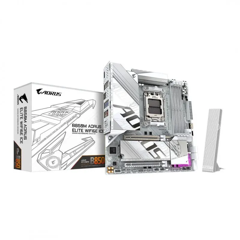 [03376] GIGABYTE B850M AORUS ELITE WIFI6E ICE AM5 mATX DDR5, 2x M.2, PCIe 5.0, USB-C, WIFI6E, 2.5GbE LAN, EZ-Latch