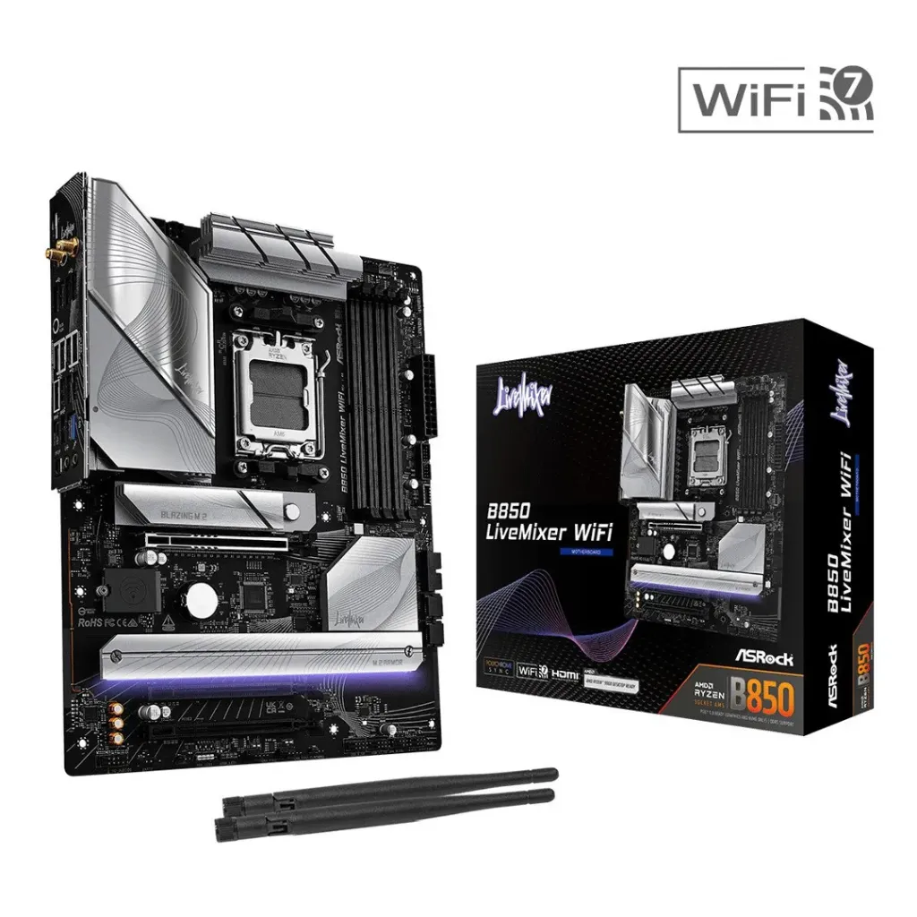 [03474] ASRock AMD B850 LIVE MIXER WIFI Socket AM5 Ryzen 9000/8000/7000 Series DDR5 M.2 SATA3 6.0 Gb/s PCIe 5.0 x16 ATX Motherboard