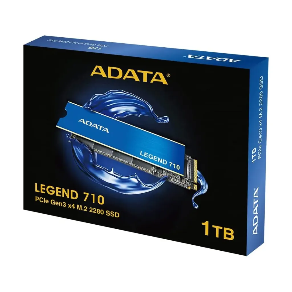 ADATA Legend 710 M.2 1TB SSD PCIe Gen3 x4 M.2 2280 unidad de estado sólido, lectura hasta 2,400 MB/s, 3D NAND, LDPC, cifrado AES de 256 bits