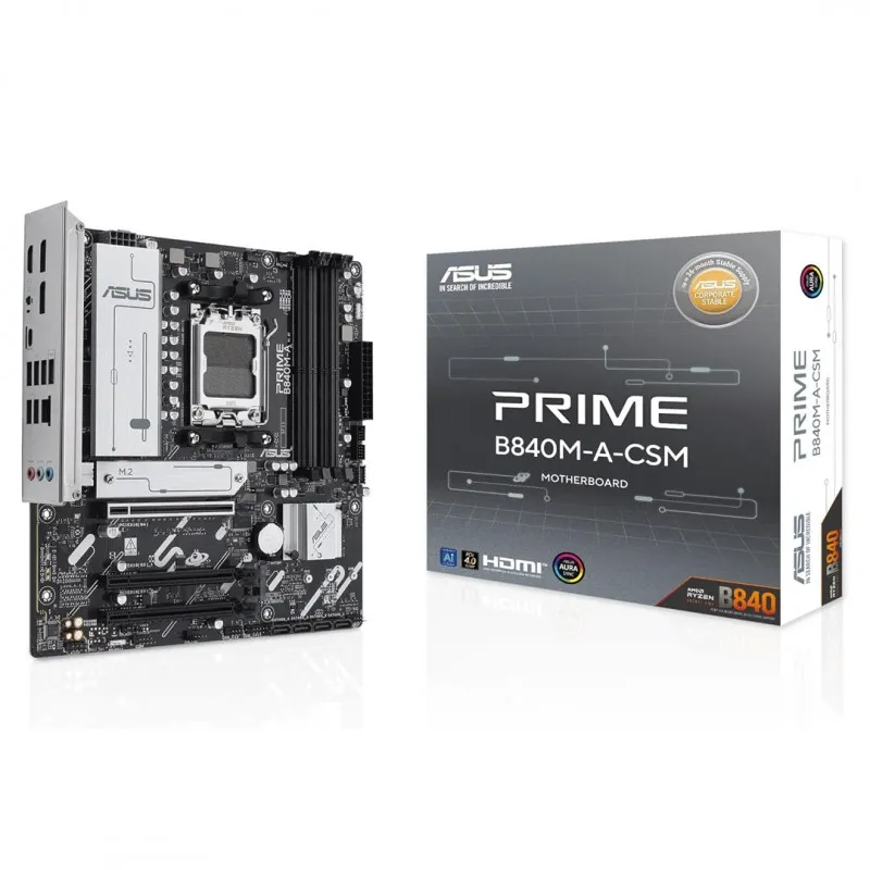 [03122] ASUS Prime B840M-A-CSM mATX DDR5, PCIe 4.0, X3 M.2,  2.5Gb Ethernet, DisplayPort, HDMI, USB Tipo-C a 5Gbps, BIOS Flashback