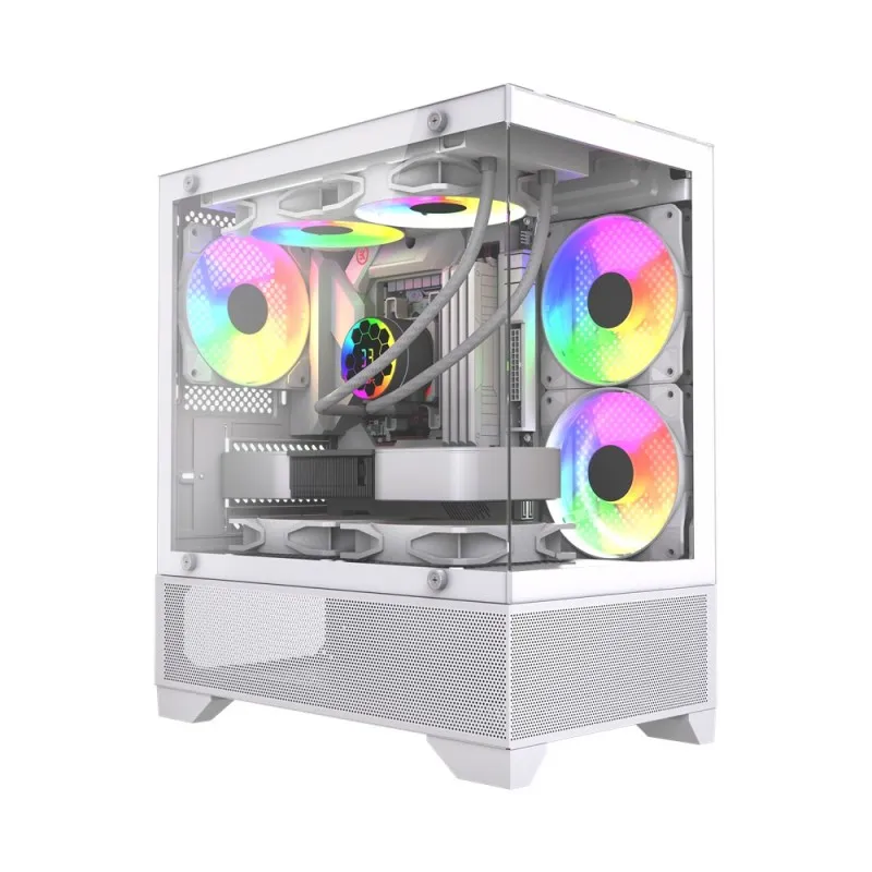 [03257] AIRFLOW 10D10 WHITE 3X 120MM FAN AUTO RGB INCLUIDOS M-ATX 1X USB 3.0 1X USB2.0 GPU 345MM
