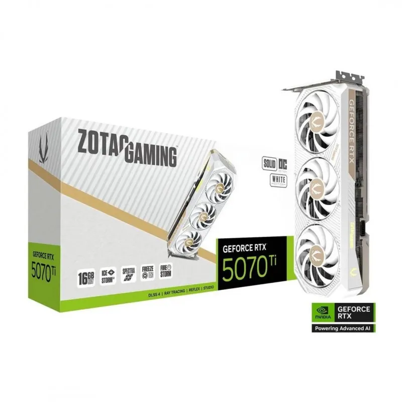 ZOTAC GeForce RTX 5070 Ti 16GB SOLID CORE OC White Edition  16GB GDDR7 PCI Express 5.0 ZT-B50710Q2-10P