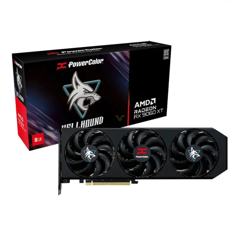 [03316] PowerColor RX 9060 XT 8GB Hellhound GDDR6 Triple Fan AMD Radeon RX9060XT 8G-L/OC