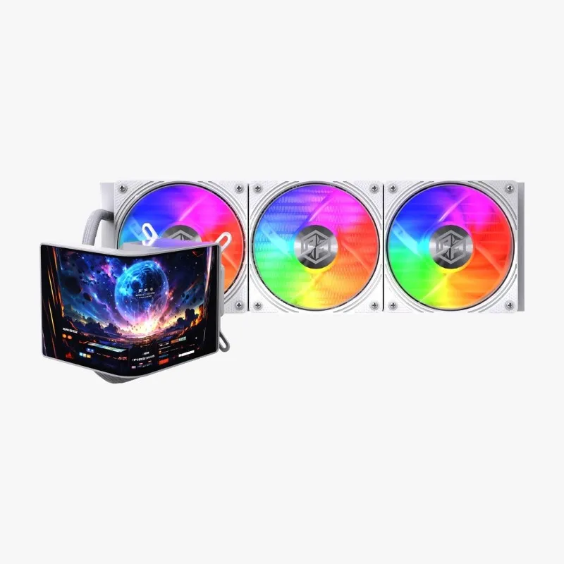 [03792] COSMOS CryoVision 777 White 360mm WC AIO, AMD / Intel Rendimiento Extremo 360W TDP Pantalla Curva 2K, ARGB