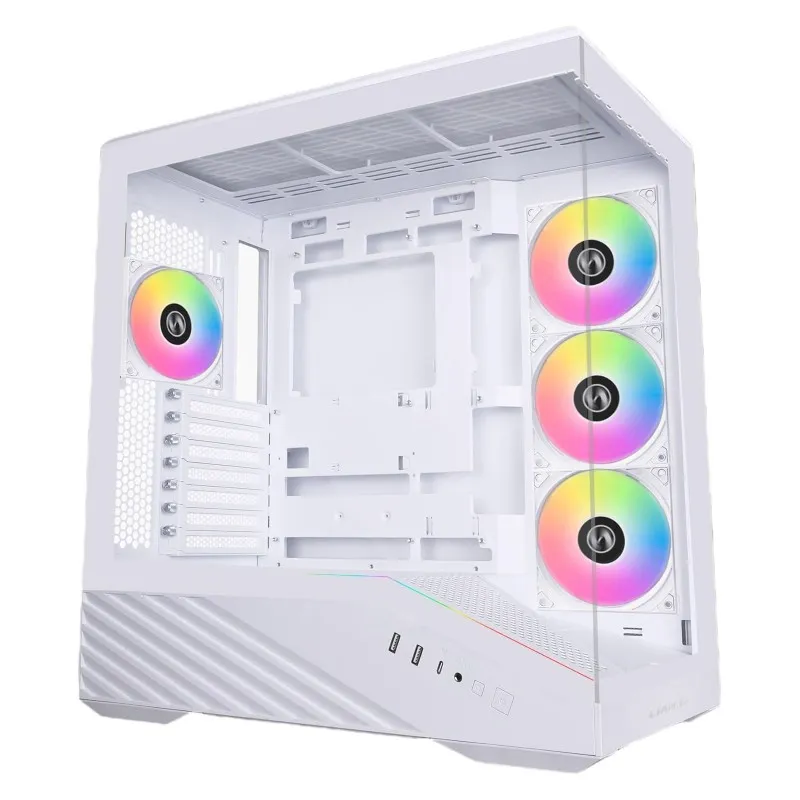 [03808] Lian Li V100 ATX White 4x120mm fans ARGB PWM, LED RGB, Plataforma con Vidrio Templado, GPU hasta 420mm