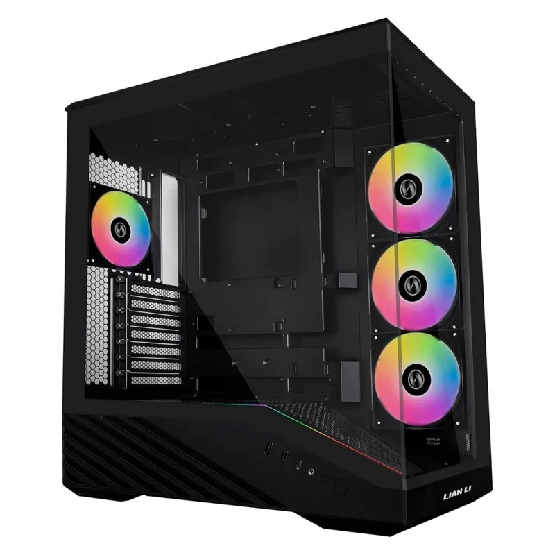 [03807] Lian Li V100 ATX 4x120mm fans ARGB PWM, LED RGB, Plataforma con Vidrio Templado, GPU hasta 420mm