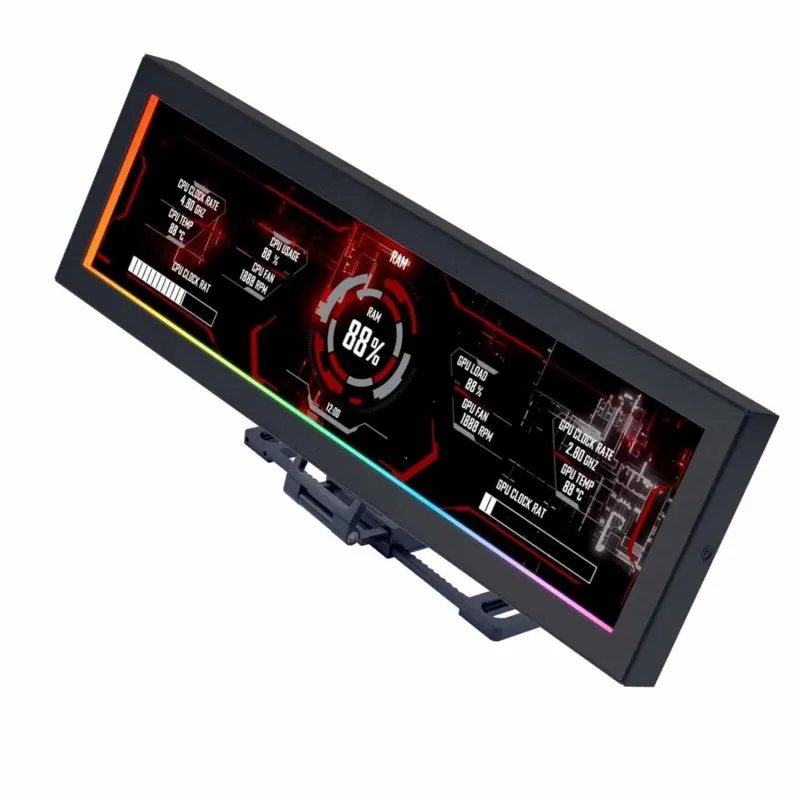 [03835] Lian Li Pantalla 8.8'' Black para PC, montaje ajustable, marco ARGB, panel de visualización de temperatura de PC, pantalla LCD