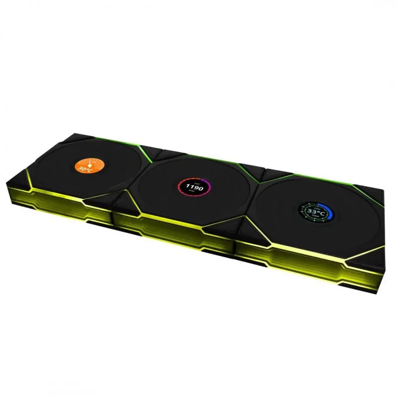 [03297] Lian Li UNI Fan TL LCD 120 Wireless 3x Pack Reverse 2.4 GHz Infinity Mirror Design LCD Display G99.12RTLLCD1W3B.00UNI