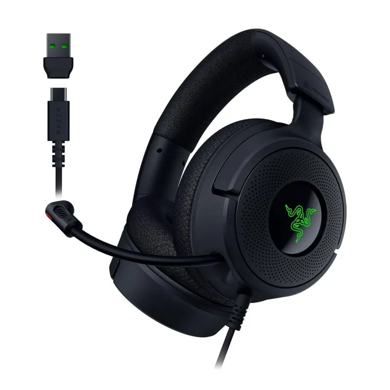 [03772] Razer Kraken V4 X - 40 mm - 7.1 - Mic cardioide - Almohadillas espuma viscoelástica - Chroma RGB - Cable tipo C y A - PC, Mac