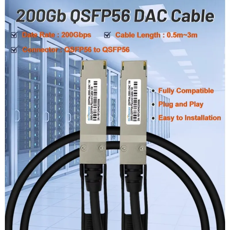 [03802] NVIDIA Cable QSFP56 200G DAC 0,5 m DGX Spark Desktop AI supercomputador Cable