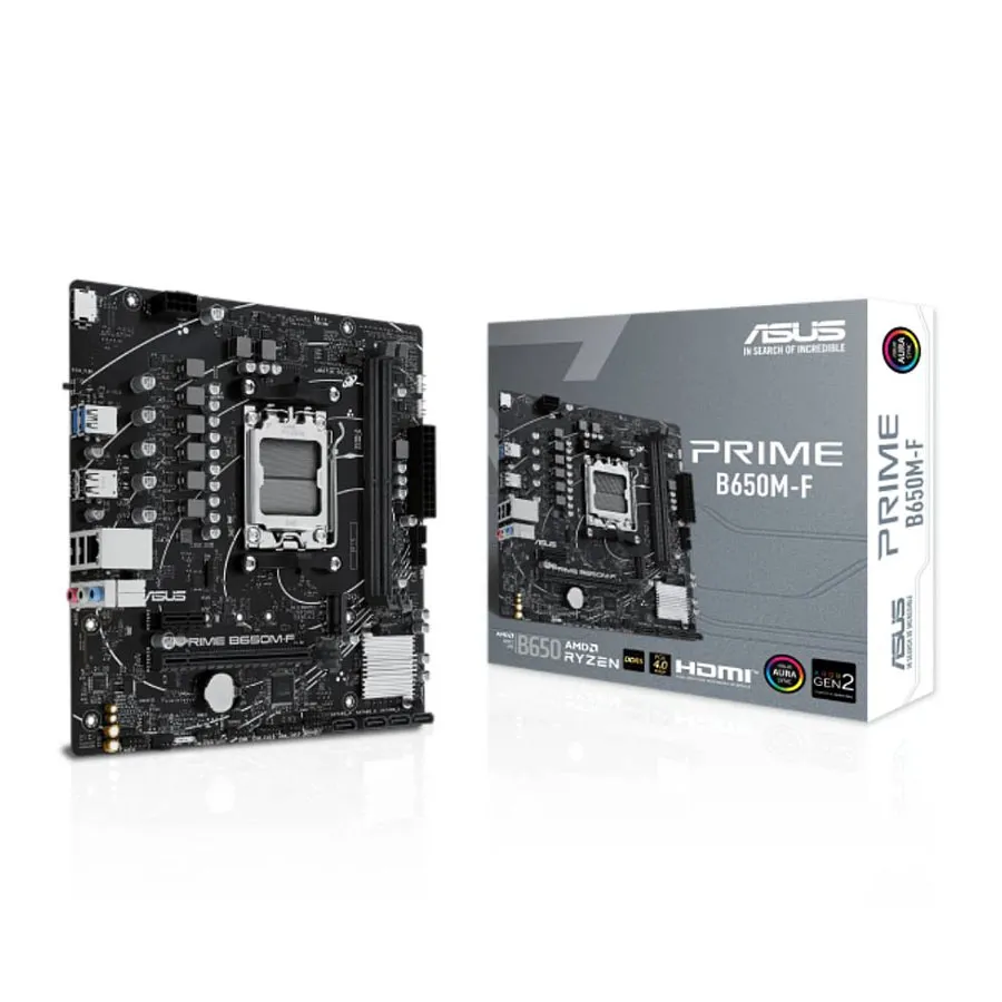 [03852] ASUS PRIME B650M-F Socket AM5 4x DDR5 1x M.2 Gigabit Ethernet m-ATX BIOS FlashBack Aura Sync