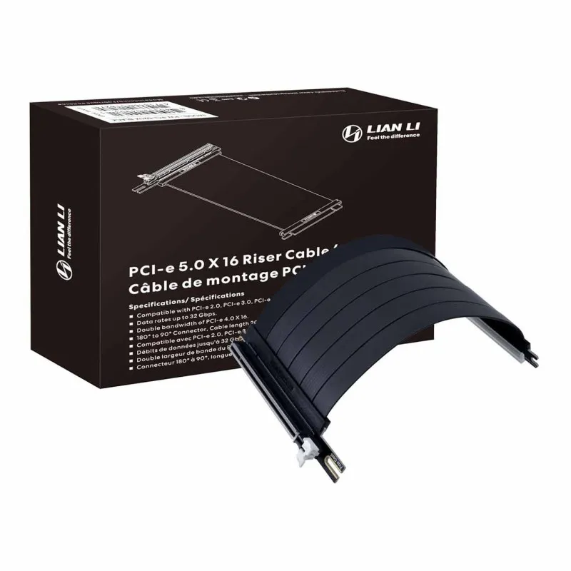 [03832] Lian Li Riser Cable PCIE 5.0 Premium PCI-E 16X 5.0, extensor de ancho de banda doble, PCIe 4.0 (PW-PCI-520X)