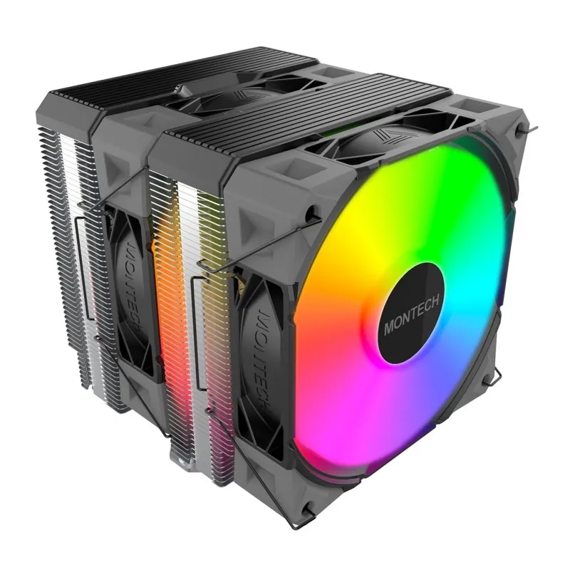 [03850] MONTECH NX600 ARGB BLACK CPU 6 tubos de calor cubierta superior premium Fan PWM E28 28mm premium Base de cobre soldada
