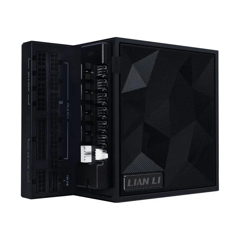 [03310] Lian Li Edge 1200W BLACK 80+ GOLD Full modular ATX 3.1 Soporte PCIE 5.1 Conector 12V-2x6 Diseño L / USB HUB EG1200G.WH00.US