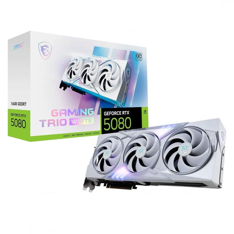 MSI Gaming RTX 5080 16G Gaming Trio OC Blanca 256-bit, Extreme Clock TBD MHz, DisplayPort x 3 2.1a, HDMI 2.1b