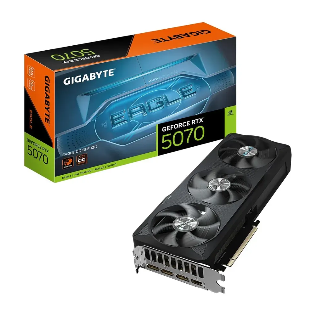 GIGABYTE RTX 5070 Eagle OC SFF 12G, 12 GB 192 bits GDDR7, PCIe 5.0, WINDFORCE, tarjeta de video GV-N5070EAGLE OC-12GD