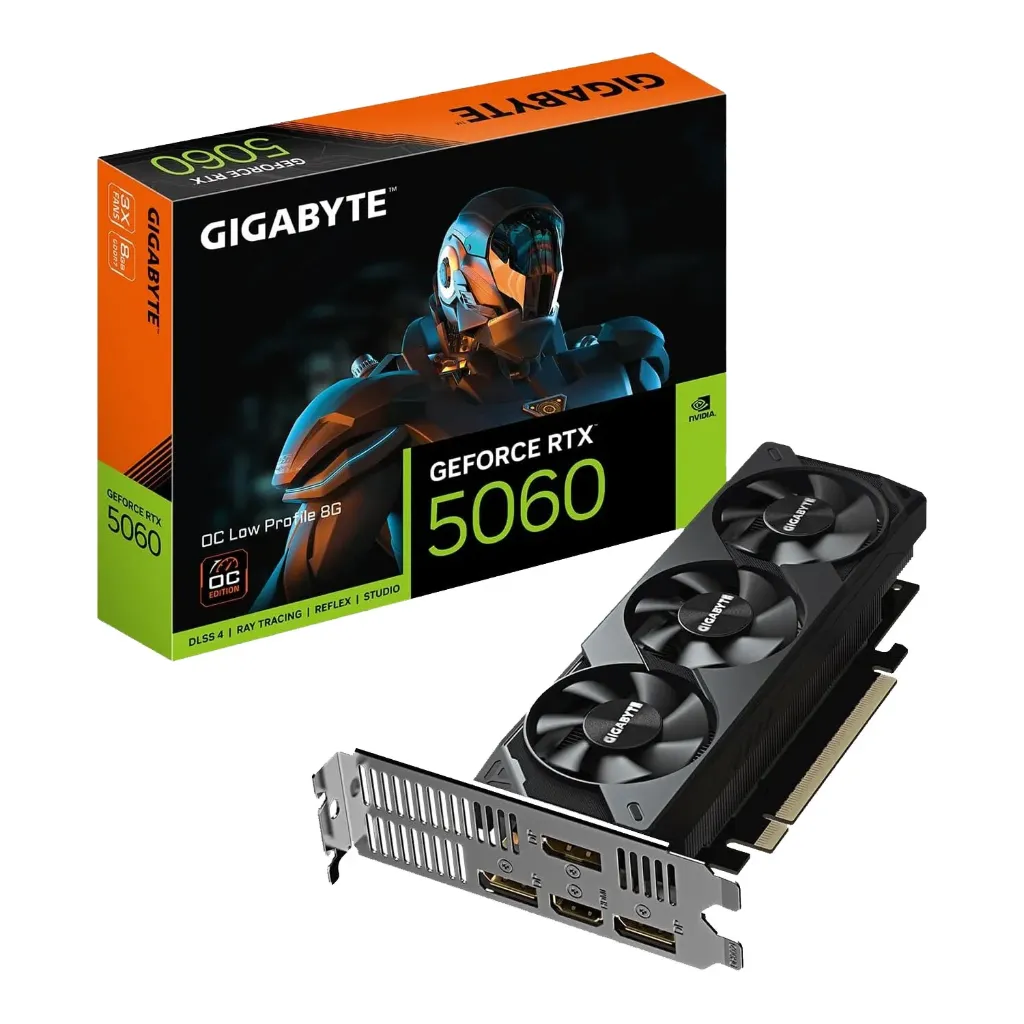 [03930] GIGABYTE RTX 5060 OC de perfil bajo 8G, 8 GB 128 bits GDDR7, PCIe 5.0, soporta hasta 4 pantallas GV-5060OCL