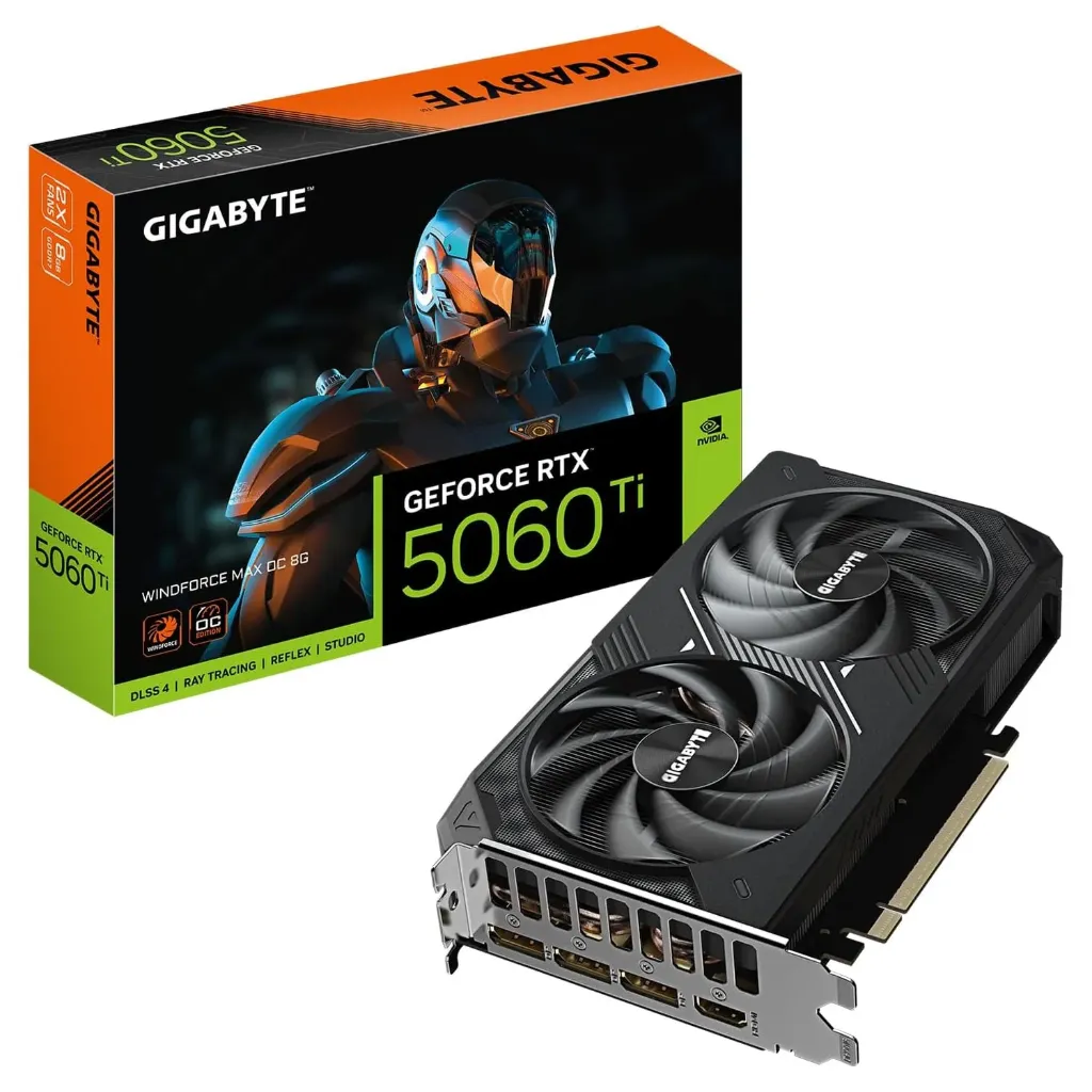 [03934] GIGABYTE RTX 5060 Ti WINDFORCE MAX OC 8G, 8GB 128-bit GDDR7, PCIe 5.0, 3x DisplayPort 2.1b, 1x HDMI 2.1b GV-506TWMC